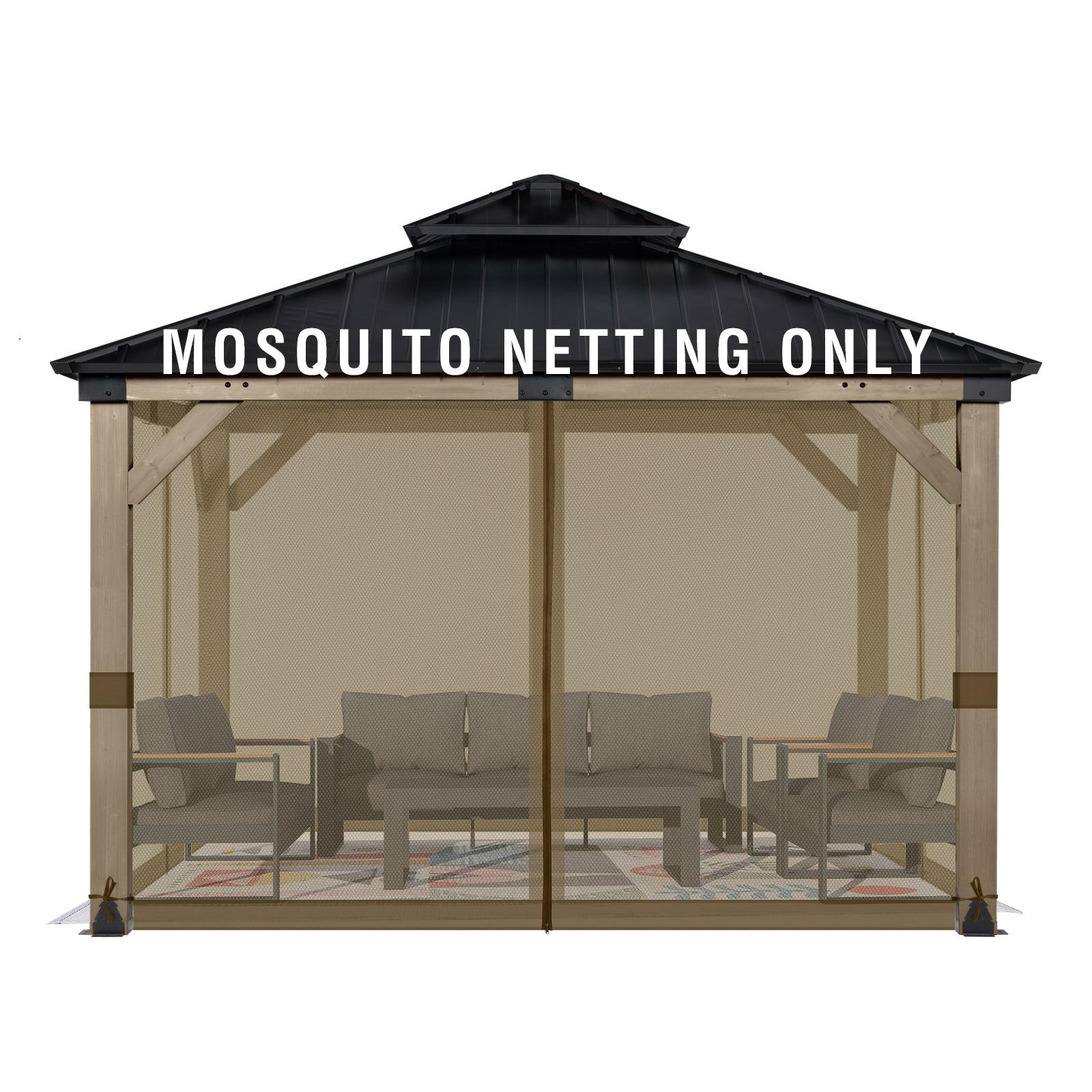 Universal Gazebo Replacement Mosquito Netting Screen 4-Panel Sidewalls (Only Netting) - Brown - Aoodor